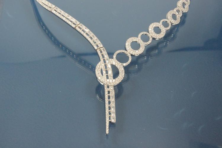 Schlaufencollier 925/- Silber rhodiniert mit weien Zirkonia incl. Kastenschlo und Achtersicherung,