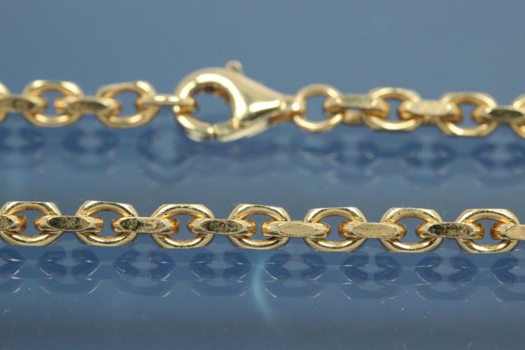 Anchor chain necklace solid (not hollow) 4 sides- dia cut approx. size outside  3,0mm, with trigger clasp, approx. Size end part loop outside  4,5mm, thickness wire 0,7mm, 333/- Gold, Length approx size 42cm