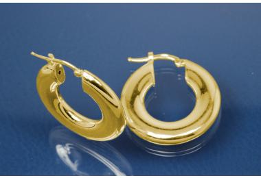 Hoops 925/- Silver gold plated approx size A40mm, I25mm, Tube oval A4mm.