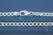 Curb Chain necklace (not hollow) 3,30x0,80mm 6x diamondcut extraflat with trigger clasp, approx size end part width 3,55mm, thickness 2,6mm,925/- Silver, Length approx size 45cm