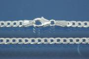 Curb Chain necklace (not hollow) 3,30x0,80mm 6x diamondcut extraflat with trigger clasp, approx size end part width 3,55mm, thickness 2,6mm,925/- Silver, Length approx size 60cm