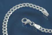 Curb Chain necklace (not hollow) 4,00x0,80mm 6x diamondcut extraflat with trigger clasp, approx size end part width 4,40mm, thickness 2,6mm, 925/- Silver, Length approx size 40cm