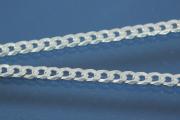 Curb Chain necklace (not hollow) 4,00x0,80mm 6x diamondcut extraflat with trigger clasp, approx size end part width 4,40mm, thickness 2,6mm, 925/- Silver, Length approx size 45cm