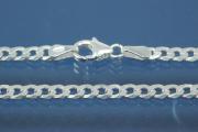 Curb Chain necklace (not hollow) 4,00x0,80mm 6x diamondcut extraflat with trigger clasp, approx size end part width 4,40mm, thickness 2,6mm, 925/- Silver, Length approx size 50cm