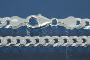 Curb Chain necklace (not hollow) approx. 5,1 x 1,05mm 6x diamondcut extraflat with trigger clasp, approx size end part width 5,30mm, thickness 2,8mm, 925/- Silver, Length approx size 40cm