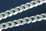 Curb Chain necklace (not hollow) approx. 5,1 x 1,05mm 6x diamondcut extraflat with trigger clasp, approx size end part width 5,30mm, thickness 2,8mm, 925/- Silver, Length approx size 45cm