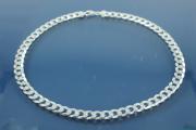 Curb Chain necklace (not hollow) ca.8,90 breit x 2,40mm 6x diamondcut extraflat with trigger clasp, approx size end part width 9,10mm, thickness 3,10mm, 925/- Silver, Length approx size 42cm