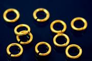 Jump rings round open approx. size outside  4,5mm, wire thickness 0,8mm, 925/- Silver gold plated