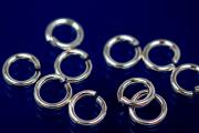 Jump rings round open approx. size outside  5,1mm, wire thickness 0,9mm, 925/- Silver