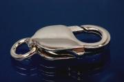 Trigger Clasp long wide heavy Model in 925/000 silver with ring, approx. size  lenght 16mm x width 8mm,