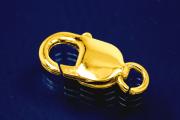 Trigger Clasp long wide heavy Model in 925/000 silver gold plated with ring, approx. size  lenght 16mm x width 8mm,