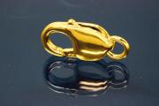 Trigger Clasp long wide heavy Model in 925/000 silver gold plated with ring, approx. size  lenght 16mm x width 8mm,