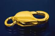 Trigger Clasp long wide heavy Model in 925/000 silver gold plated with ring, approx. size  lenght 16mm x width 8mm,