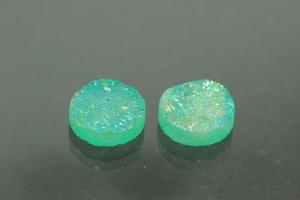 Quarz Druzy, Form rund, Farbe aventurinfarben, ca Mae  10mm, Hhe 3,3 mm