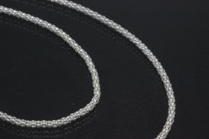 Popkornkette ca.Ma�e �2,0mm mit Karabiner 925/- Silber