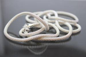 Popkornkette ca.Ma�e �3,7mm mit Karabiner, 925/- Silber