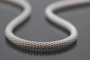 Popkornkette ca.Ma�e �3,7mm mit Karabiner, 925/- Silber