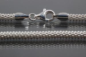 Popkornkette ca.Ma�e �3,7mm mit Karabiner, 925/- Silber