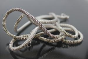 Popkornkette ca.Ma�e �3,7mm mit Karabiner, 925/- Silber rhodiniert