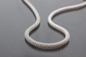 Popkornkette ca.Ma�e �3,7mm mit Karabiner, 925/- Silber rhodiniert