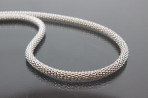 Popkornkette ca.Ma�e �3,7mm mit Karabiner, 925/- Silber rhodiniert