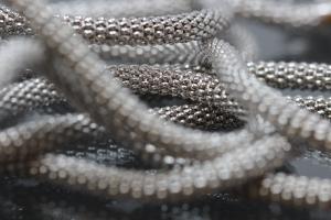 Popkornkette ca.Ma�e �3,7mm mit Karabiner, 925/- Silber rhodiniert