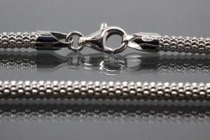 Popcorn Chain Necklace approx. size 3,7mm with trigger clasp, 925/- Silver rhodium plated