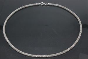 Popkornkette ca.Ma�e �3,7mm mit Karabiner, 925/- Silber rhodiniert