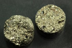 Achat Druzy, Form rund, Farbe pyritfarben, ca Mae  12mm, Hhe 4,2-6,5 mm