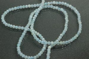 Aquamarine faceted spherical gemstone strand light blue, approx. dimensions  2mm, approx. 40.0cm long.
