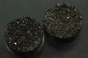 Quarz Druzy, Form rund, Farbe schwarzfarben, ca Mae  12mm, Hhe 4,2-6,0 mm