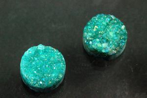 Quarz Druzy, Form rund, Farbe aventurinfarben, ca Mae  8mm, Hhe 3,8-5,0 mm