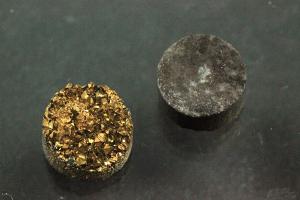 Quarz Druzy, Form rund, Farbe goldfarben, ca Mae  8mm, Hhe 4,0-4,5 mm