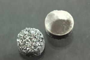 Quarz Druzy, Form rund, Farbe silberfarben, ca Mae  8mm, Hhe 4,1-4,6 mm