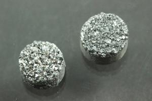 Quarz Druzy, Form rund, Farbe silberfarben, ca Mae  8mm, Hhe 4,1-4,6 mm