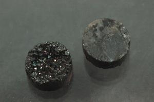 Quartz Druzy, shape round, color black, approx. size  8mm, approx.high 3,8-5,3 mm