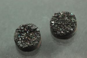 Quartz Druzy, shape round, color black, approx. size  8mm, approx.high 3,8-5,3 mm