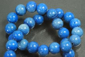 Blue Agate spherical gemstone strand blue dyed, approx. dimensions  8mm, approx. 39,0 - 40,0cm long.