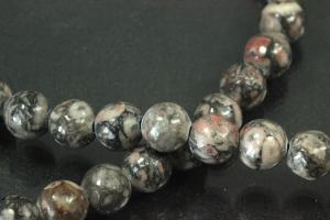 Fossil jasper spherical gemstone strand, approx. dimensions  8mm, approx. 39,0 - 40,0cm long.