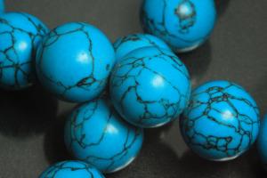 Turquoise reconstructed spherical gemstone strand, approx. dimensions  20mm, approx. 39,0 - 40,0cm long.