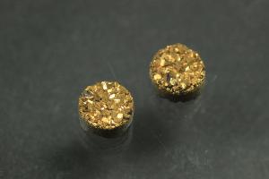 Achat Druzy, Form rund, Farbe goldfarben, ca Mae  6mm, Hhe 4,0 mm