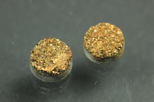 Achat Druzy, Form rund, Farbe goldfarben, ca Mae  8mm, Hhe 4,0 mm