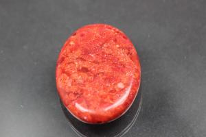 sponge coral pendant pressed red Oval size 34 x 25mm, 7mm thickness, hole  ca. 1,2mm, straight drilled