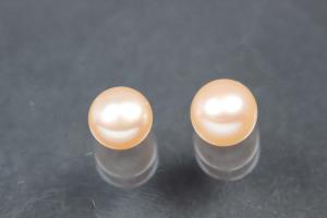 Swasserperlen, angebohrt Button, ca.Mae 6,0-6,5mm, Hoch 5,0-5,5mm, Farbe peach
