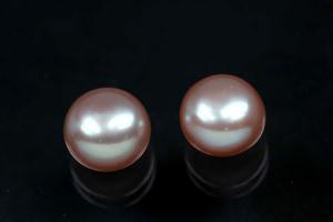 freshwater pearls, half drilled Button, approx. size 7,5-8,0mm, high 5,5-6,0mm, color plum