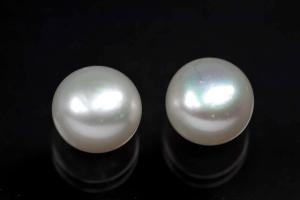 freshwater pearls, half drilled Button, approx. size 8,5-9,0mm, Hoch 6,5-7,0mm, color white