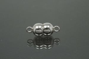 Magnetic Clasp Double Ball, size ca. 6,5x17mm metal rhodium plated polished