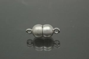 Magnetic Clasp Double Ball, size ca. 6,5x17mm metal rhodium plated sanded