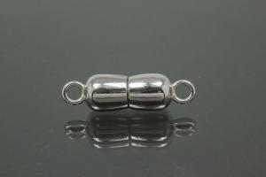 Magnetic Clasp Double Ball long, size ca. 6,5x22,5mm metal rhodium plated polished