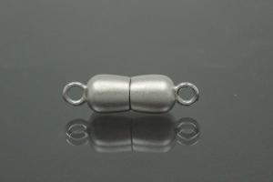 Magnetic Clasp Double Ball long, size ca. 6,5x22,5mm metal rhodium plated sanded